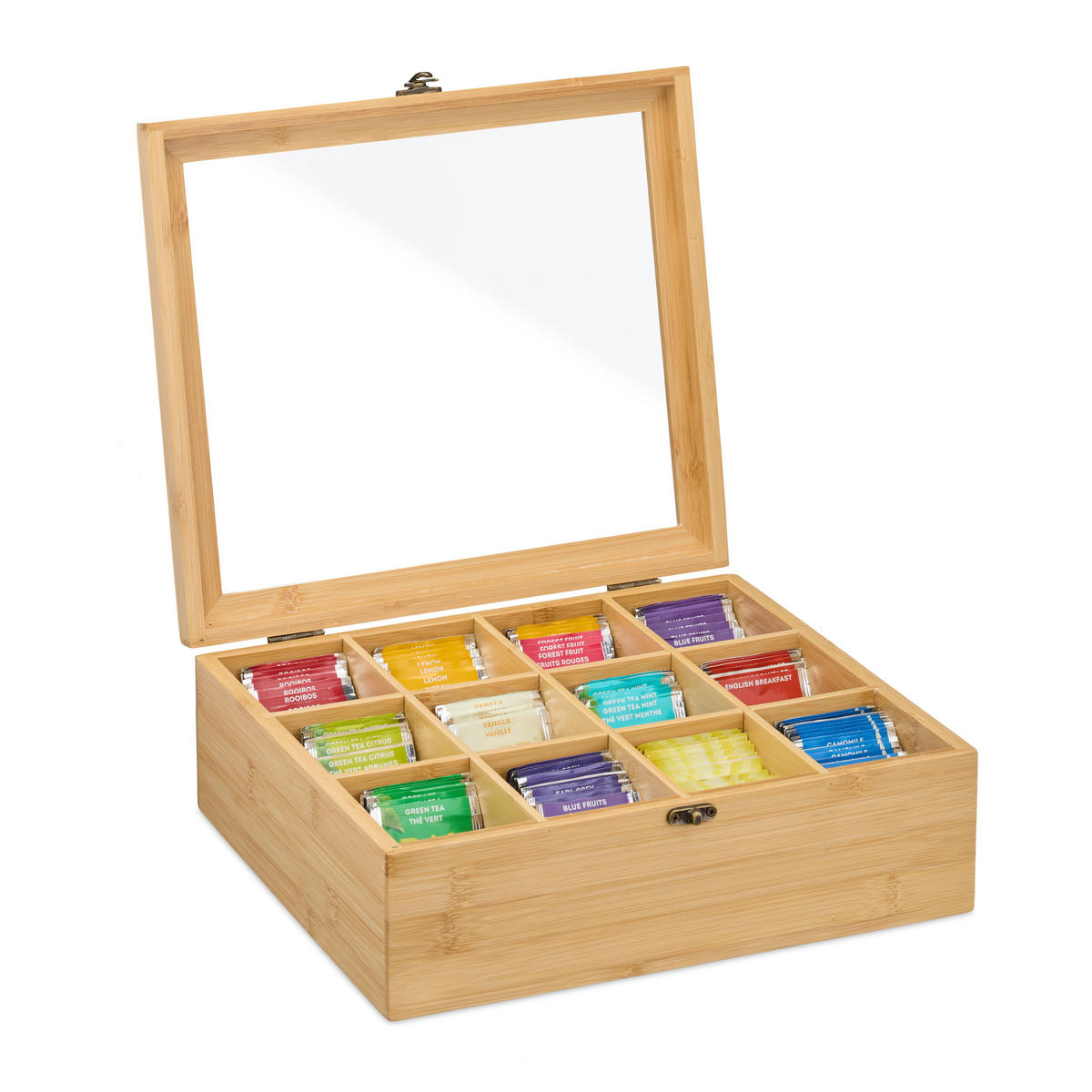 TEEBOX - Hellbraun, Holz/Holzwerkstoff (32/11/28cm) - Relaxdays