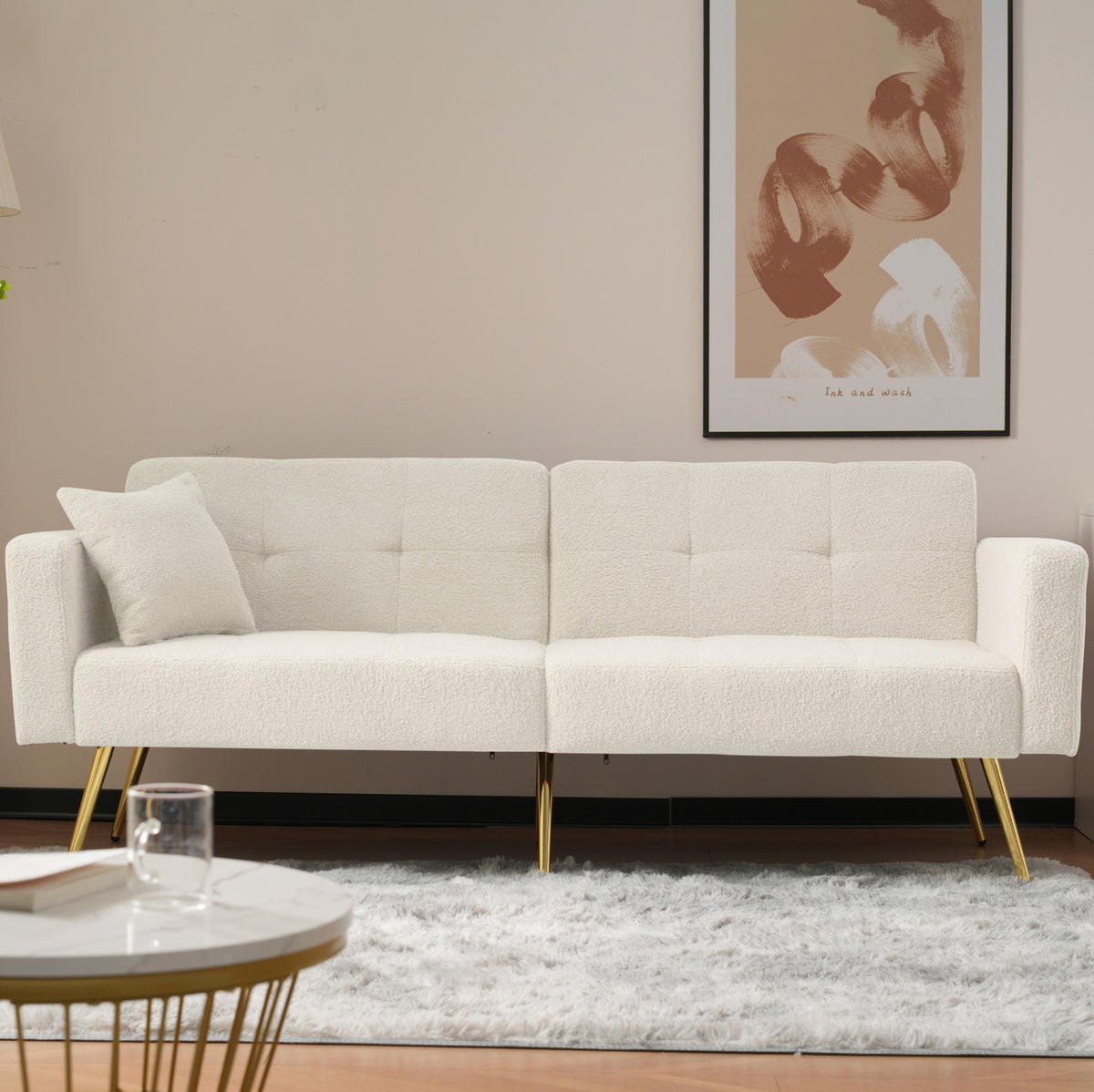 SCHLAFSOFA mit Bettfunktion verstellbar 175 x 64 x 72 cm Weiß - Weiß, Kunststoff (175/72/64cm) - Meubliv