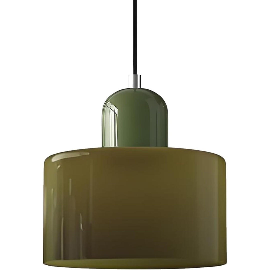 PENDELLEUCHTE Glas Nordisch Modern 15cm Olivgrün, E27 bis 150cm höhenverstellbar - Dunkelgrün, Metall (15/16/15cm) - Authentics
