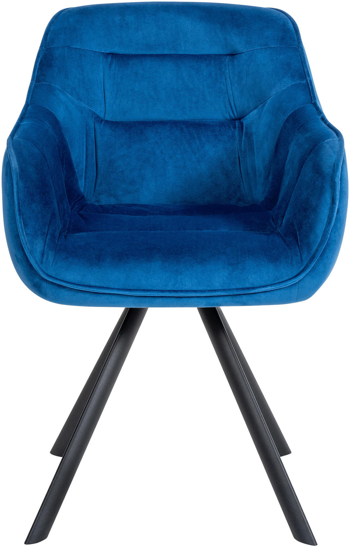 ARMLEHNENSTUHL Samt blau - Blau/Schwarz, Textil/Metall (57/90/63cm) - CLP