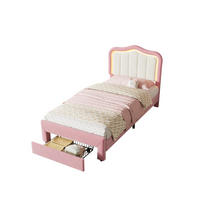 KINDER-POLSTERBETT aus Samt 90x200 cm Rosa mit Schublade und app-gesteuerter LED-Beleuchtung - Pink, Textil (90/200cm) - Modfu