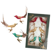 CHRISTBAUMSCHMUCK Vogel Mini-Set Mehrfarbig 6cm (Glas / 6 Stk.) - Multicolor, Glas (2/3/6cm) - Krebs Glas Lauscha