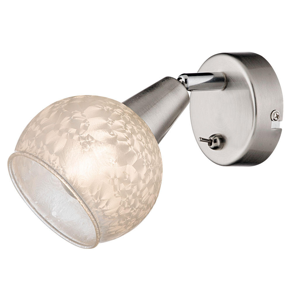 WANDLEUCHTE Metall Silber matt Schwenkbar - Silberfarben, Glas (9.8/15/18.6cm) - Globo Lighting