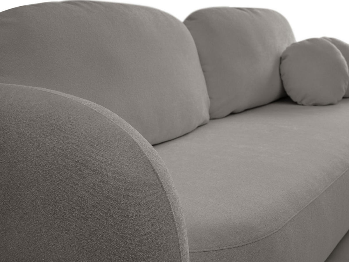 BETTSOFA AMICO Grau Bucle-Stoff mit Schlaffunktion - Grau, Holz (238/86.5/101cm) - MASSENO