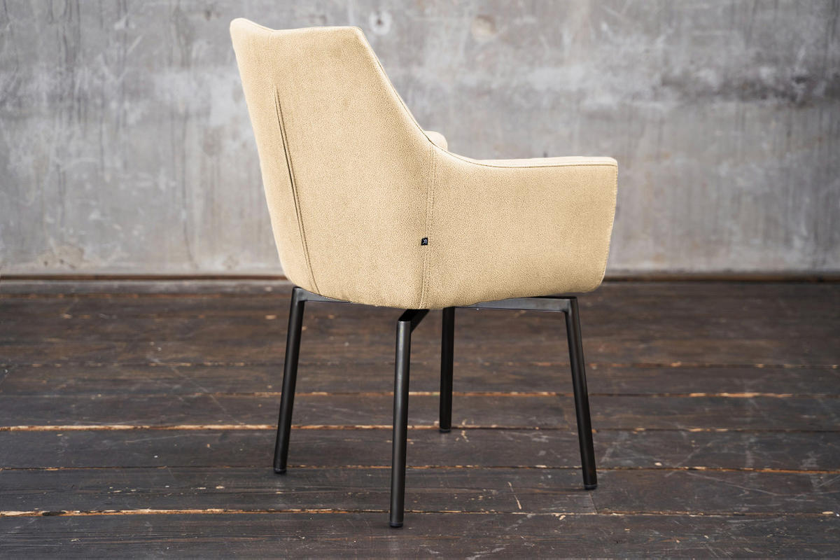 STUHL CALI Beige Microfaser Drehbar (180°) - Beige, Textil (56/88.5/61cm) - KAWOLA