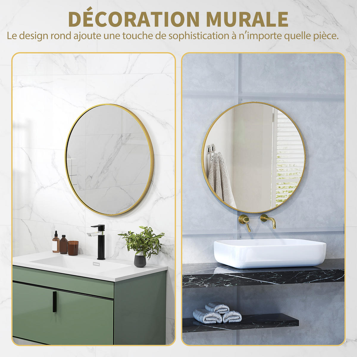 BADEZIMMERSPIEGEL DE-15160 Ø 70 cm Gold - Goldfarben, Glas (2.5/70/70cm) - ComfortXL