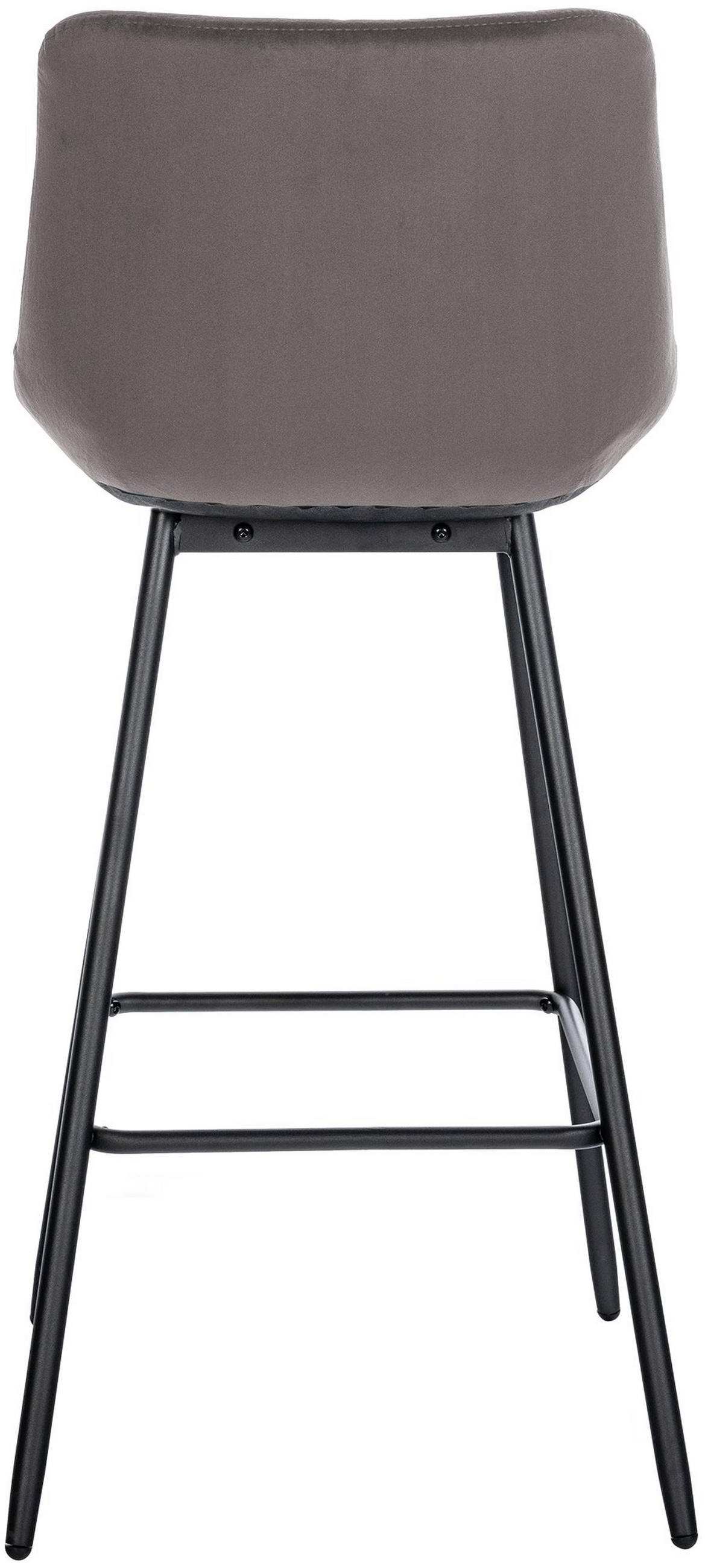 BARHOCKER Samt grau - Schwarz/Grau, Textil/Metall (49/104/56cm) - CLP