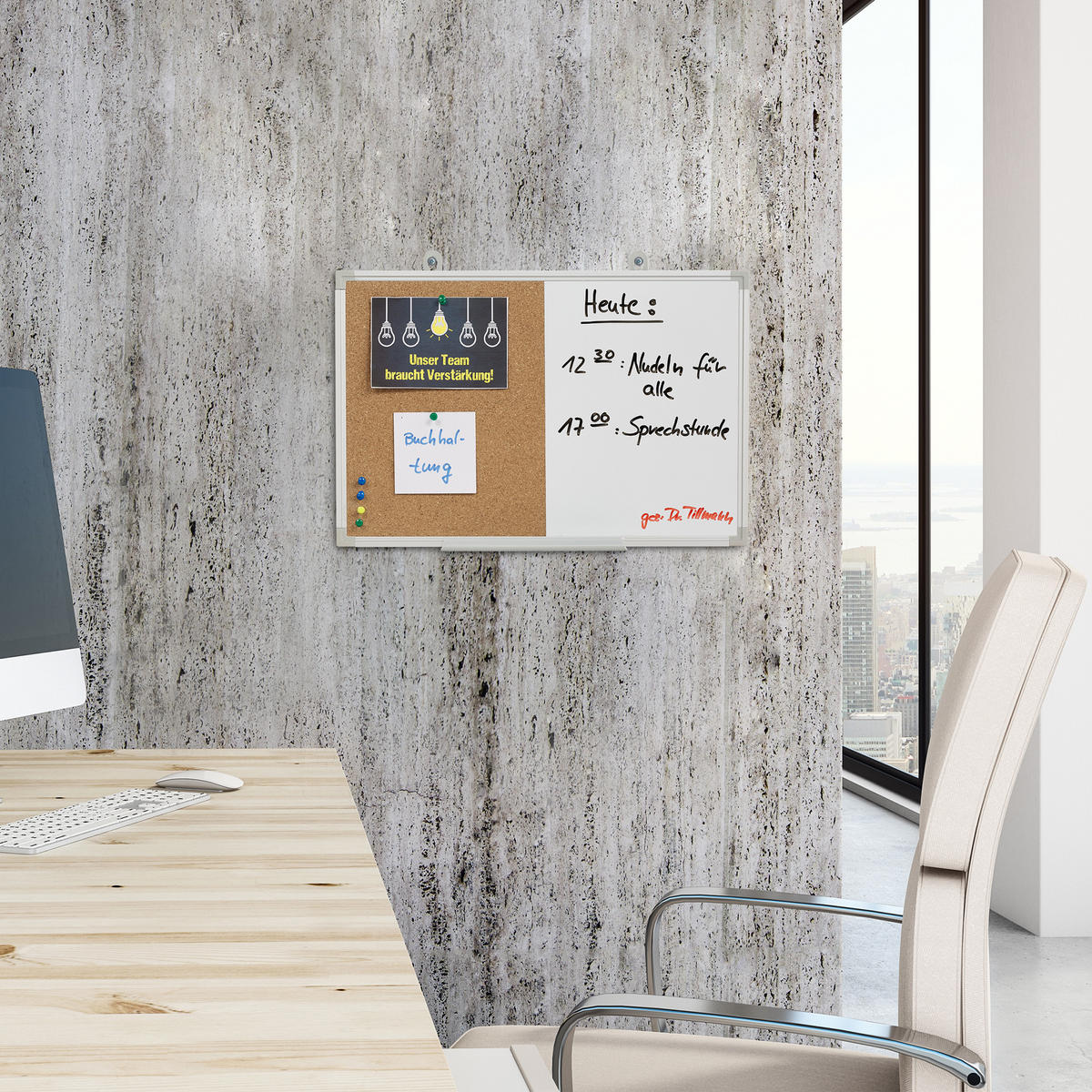 KOMBITAFEL - Multicolor, Naturmaterialen/Holzwerkstoff (45/30/7cm) - Relaxdays