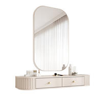 SCHMINKTISCH OVALINE mit Spiegel, 123 cm Beige - Beige/Goldfarben, Holzwerkstoff/Metall (123/17.5/36cm) - Idohome