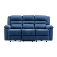 RELAXSOFA - 3 Personen - stoff - blau Burolo - Blau, Textil (199/103/95cm) - Vente-Unique