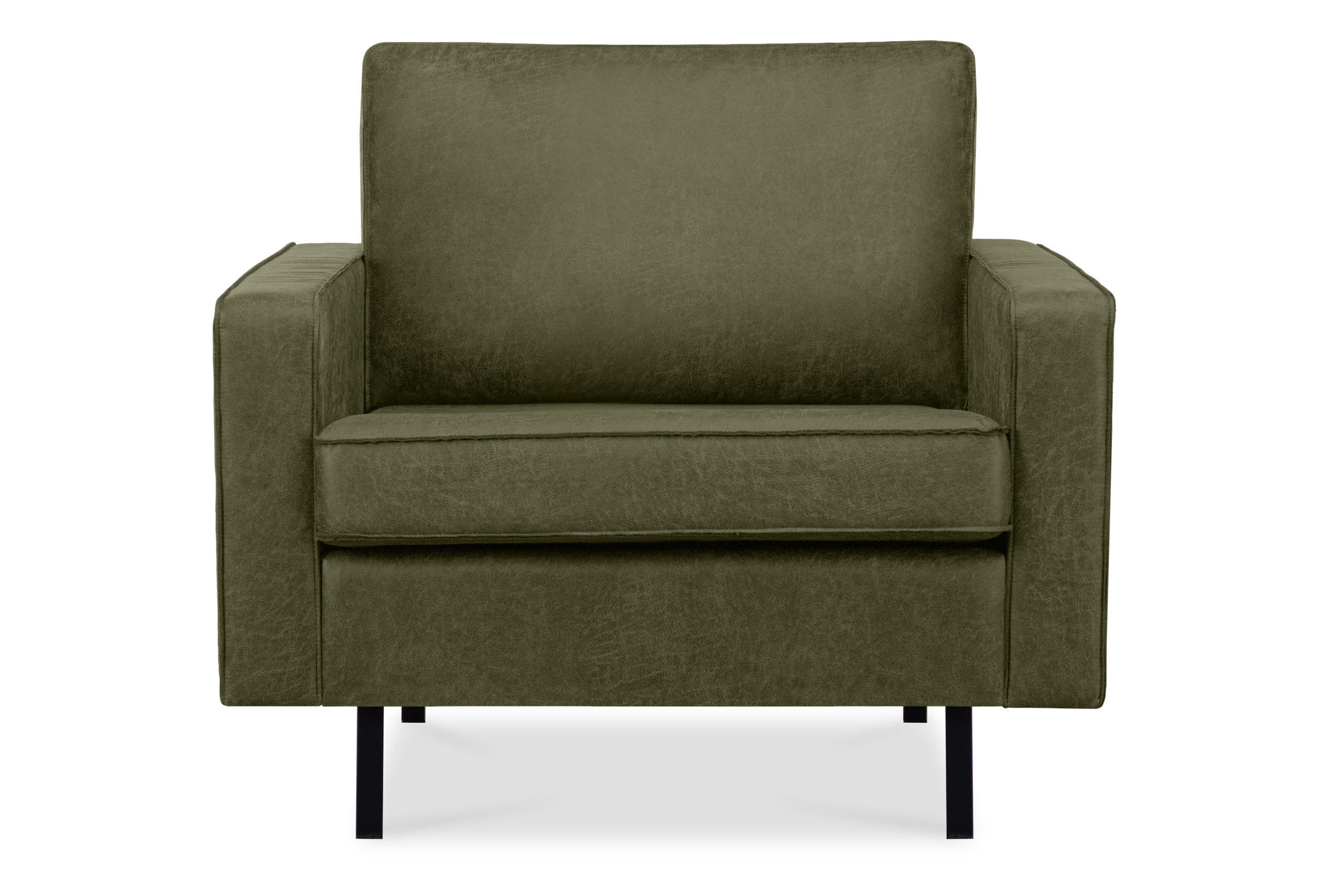 SESSEL INVIA mit Armlehnen auf hohen Metallbeinen vintage, Lederoptik-Stoff, Grün - Schwarz/Grün, Textil (98/87/98cm) - KONSIMO®