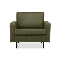 SESSEL INVIA mit Armlehnen auf hohen Metallbeinen vintage, Lederoptik-Stoff, Grün - Schwarz/Grün, Textil (98/87/98cm) - KONSIMO®