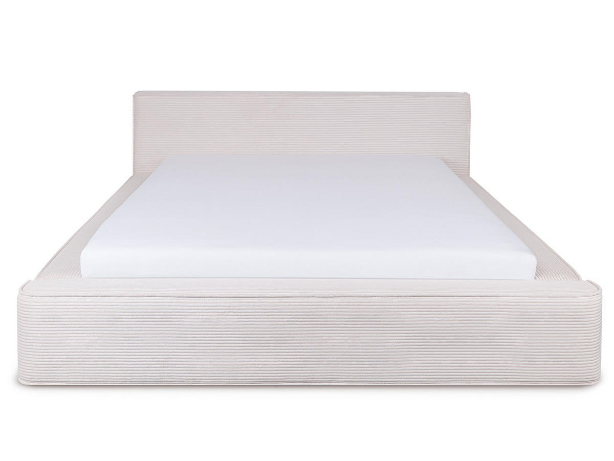 POLSTERBETT Fyn Hellbeige 180/200 cm Cordstoff mit Bettkasten - Beige, Textil/Metall (180/200cm) - wonello