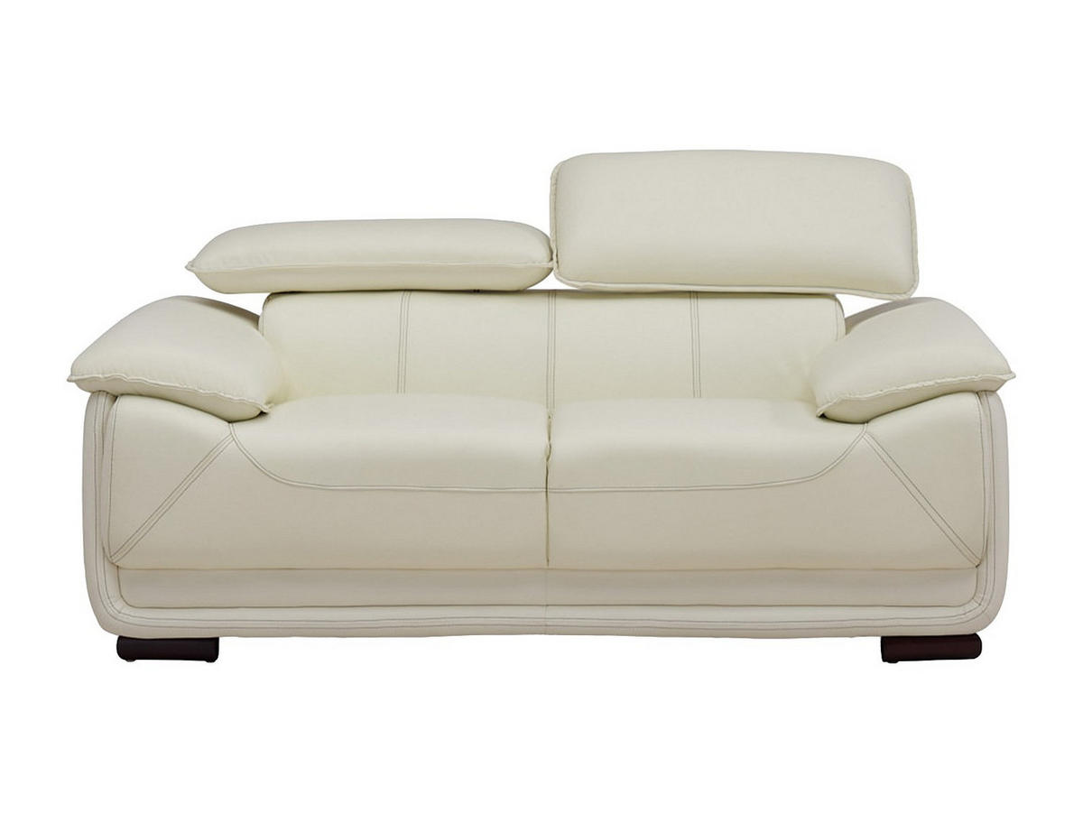 COUCHGARNITUR - 5 Personen - leder - elfenbeinfarben Macelo - Weiß, Leder/Holz (170/75/97cm) - Vente-Unique
