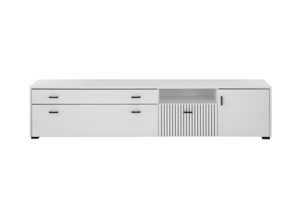 LOWBOARD M17 Weiß Matt & Schwarz 200/44/42 cm breit - Weiß, Holzwerkstoff (200/44/42cm) - Livojo