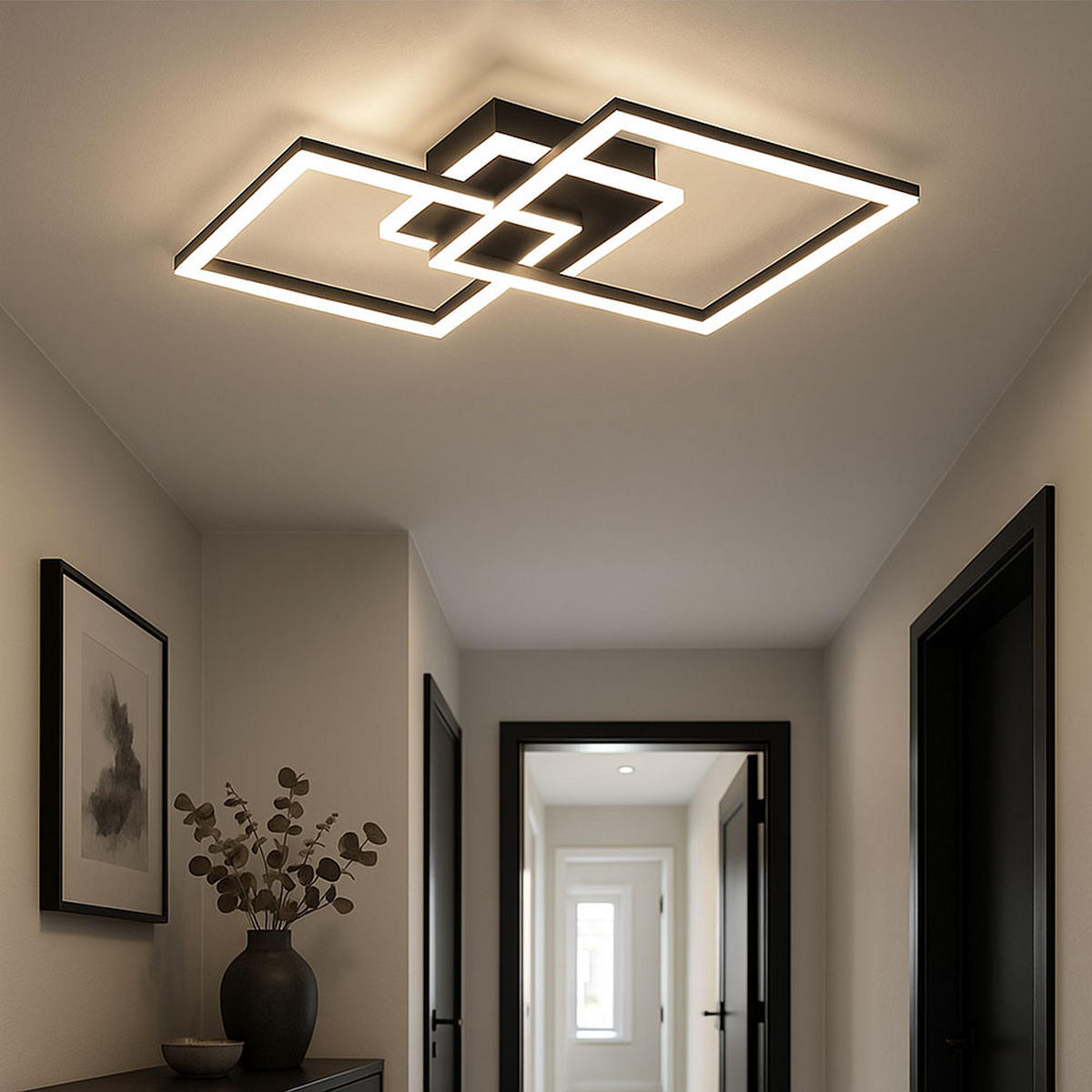 LED DECKENLEUCHTE Venida Metall Schwarz - Schwarz, Metall (57/35/7cm)