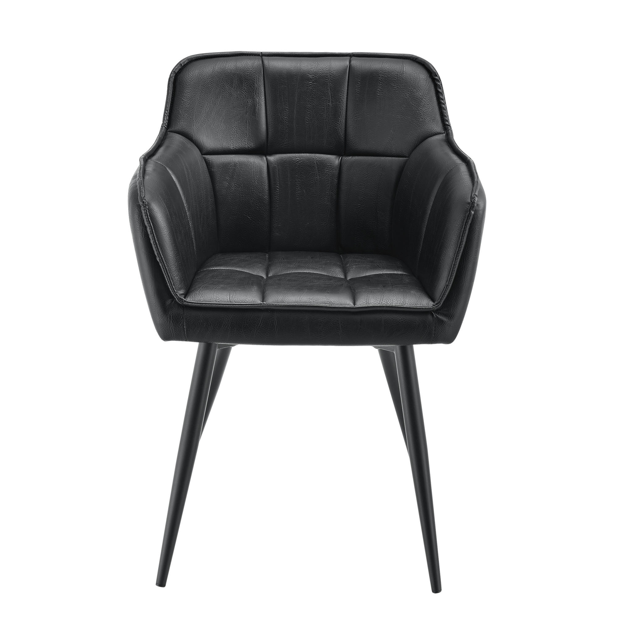 ARMLEHNSTUHL Birmingham - Schwarz, Textil/Metall (57/81/53cm) - [en.casa]