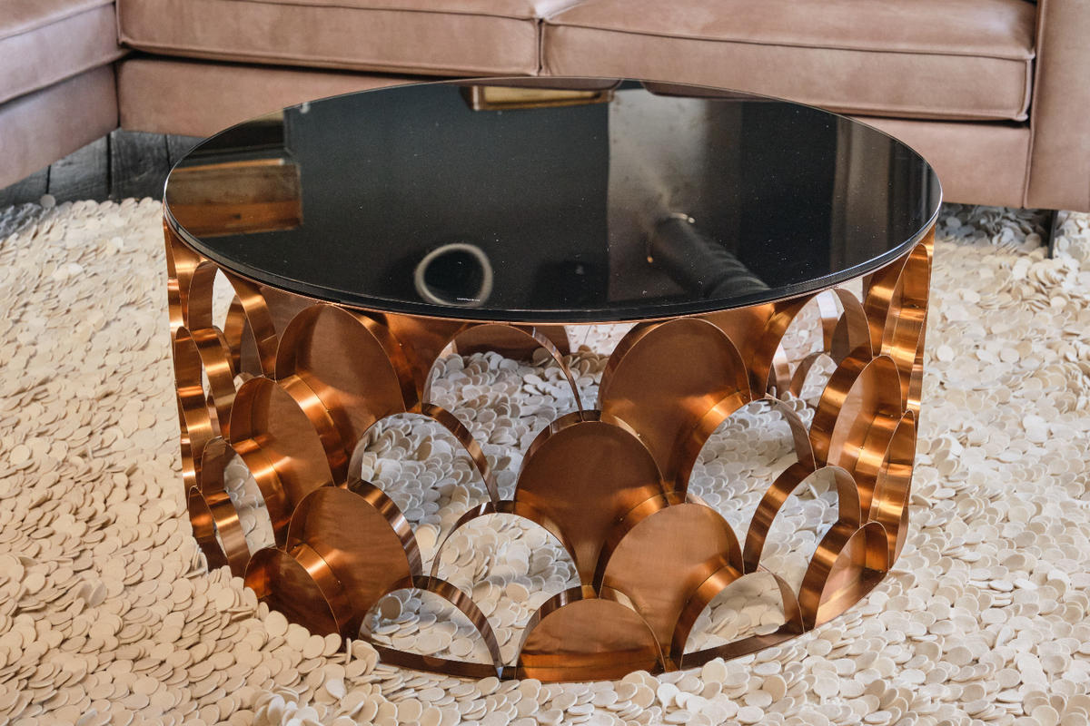 COUCHTISCH MEDINA Rosé Glas - Roségold/Rosa, Glas/Metall (100/100/45cm) - KAWOLA