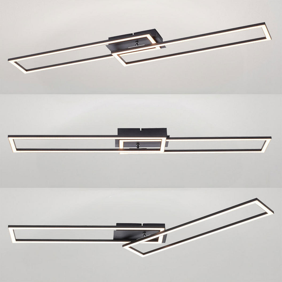 LED DECKENLEUCHTE Schwarz beweglich - Schwarz, Metall (102/60/7.3cm)