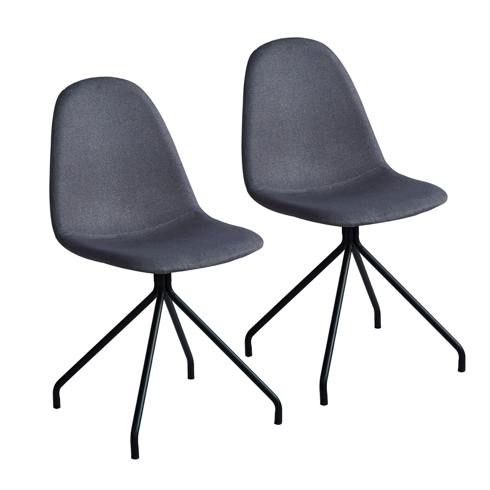 ESSZIMMERSTUHL 2er Set Stoffbezug Dunkelgrau - Anthrazit/Schwarz, Textil/Metall (44/87/40cm) - SVITA