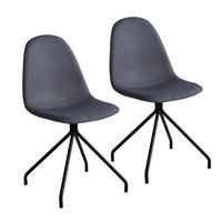 ESSZIMMERSTUHL 2er Set Stoffbezug Dunkelgrau - Anthrazit/Schwarz, Textil/Metall (44/87/40cm) - SVITA
