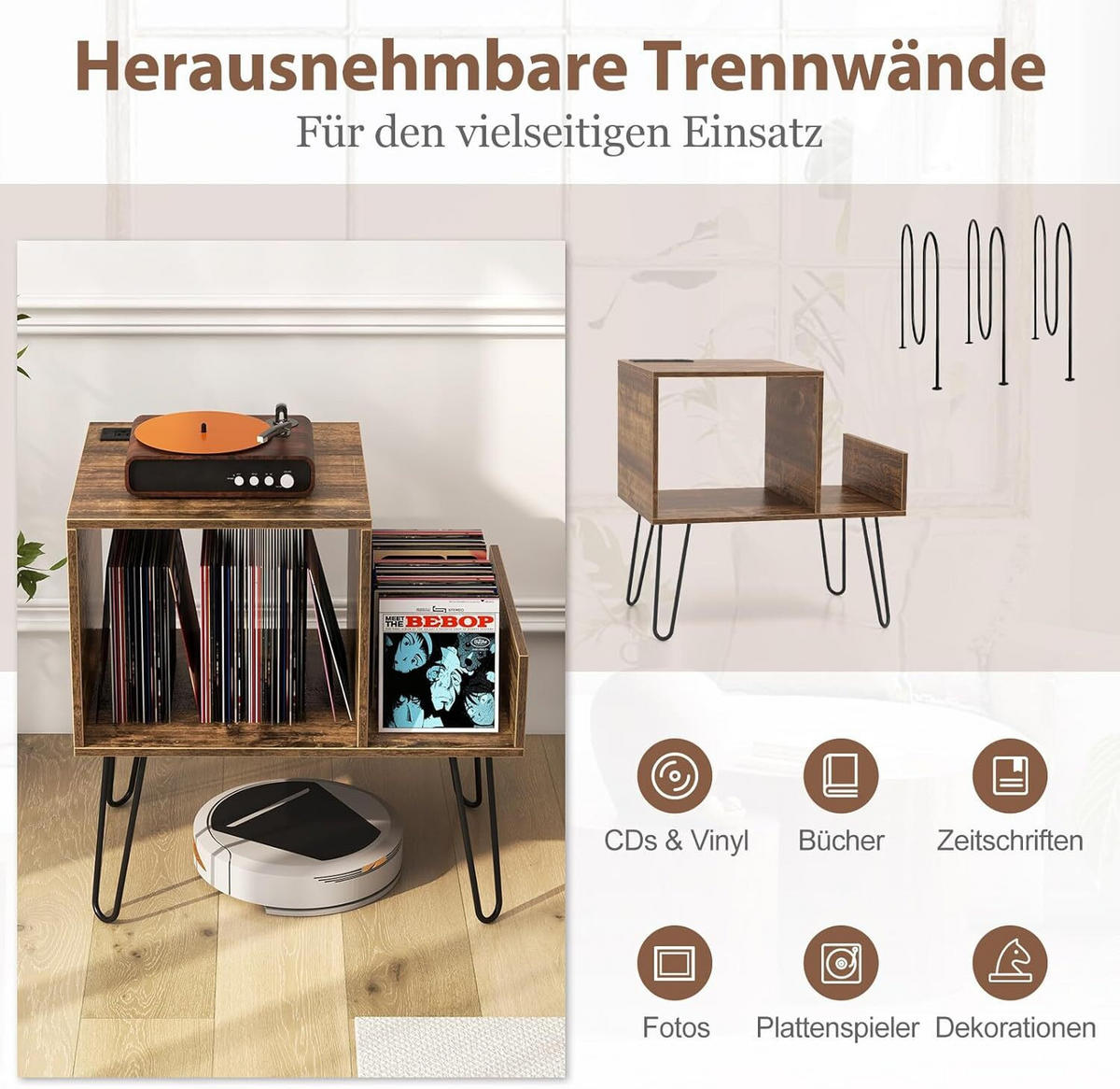 BEISTELLTISCH 67cm Braun - Braun, Holz (66/67/45cm) - COSTWAY