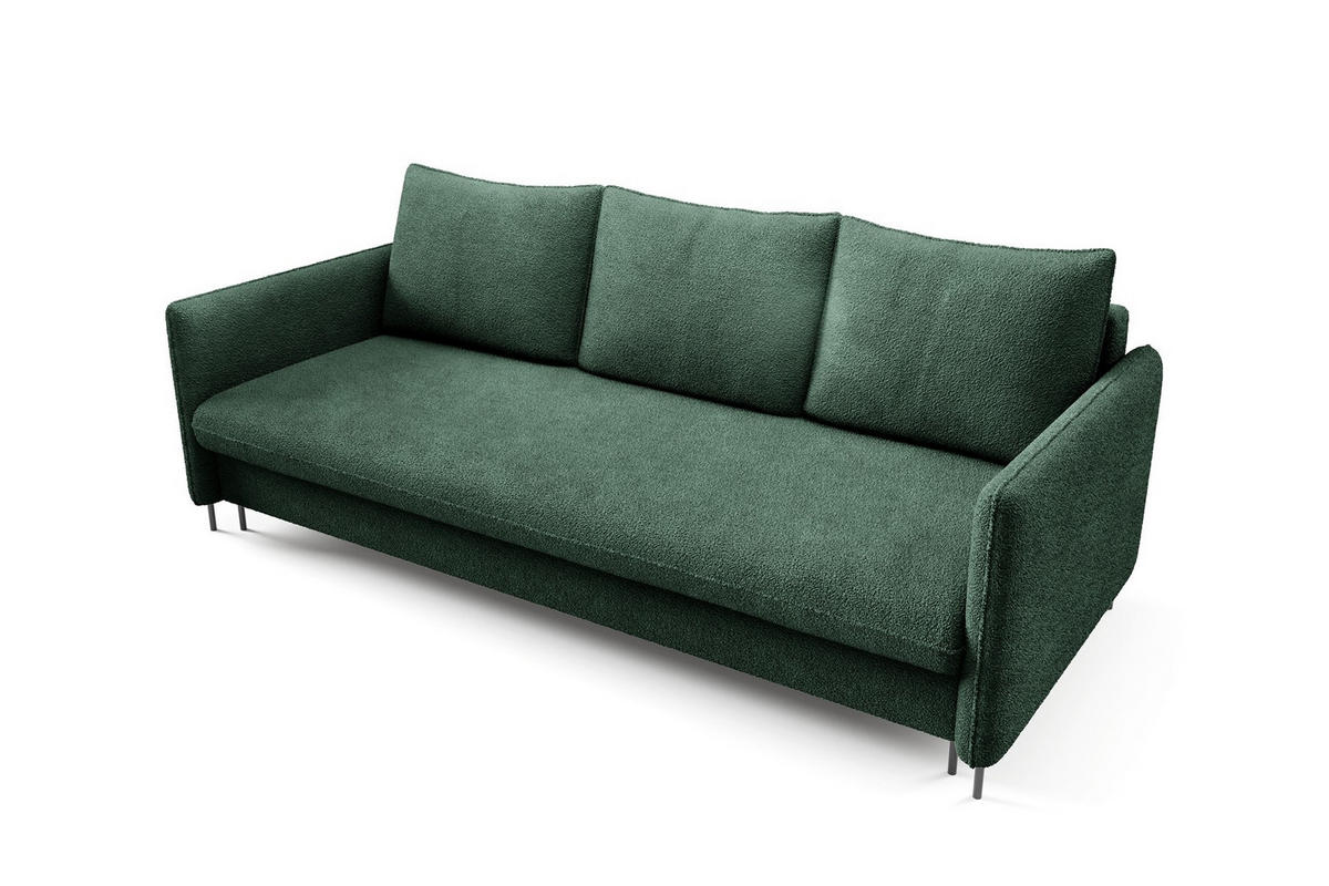 SCHLAFSOFA Belis Boucle in Grün - Grün, Holzwerkstoff/Textil (216/95/91cm) - Bettso