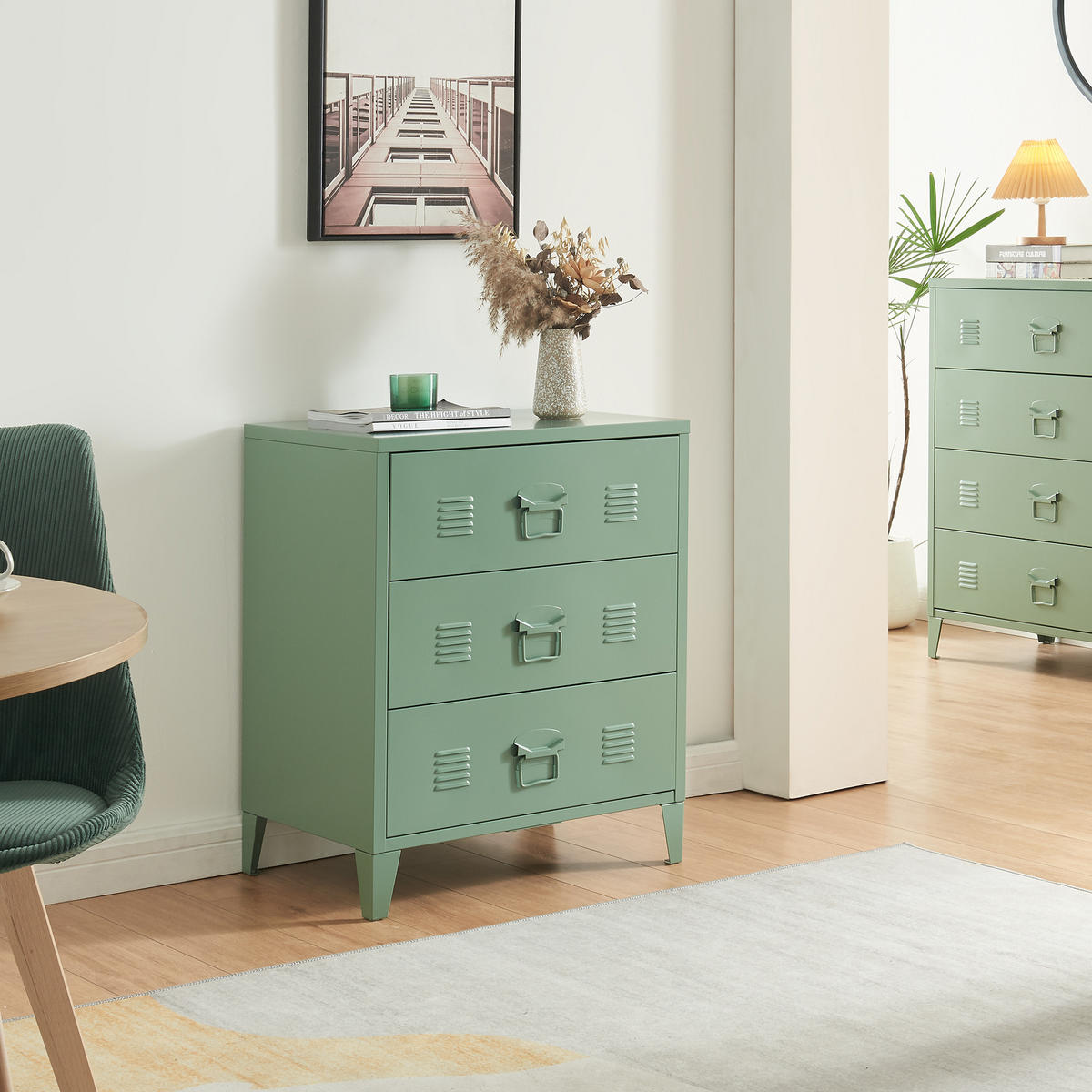 METALLSCHRANK Hämeenlinna - Grün, Metall (60/72/40cm) - [en.casa]