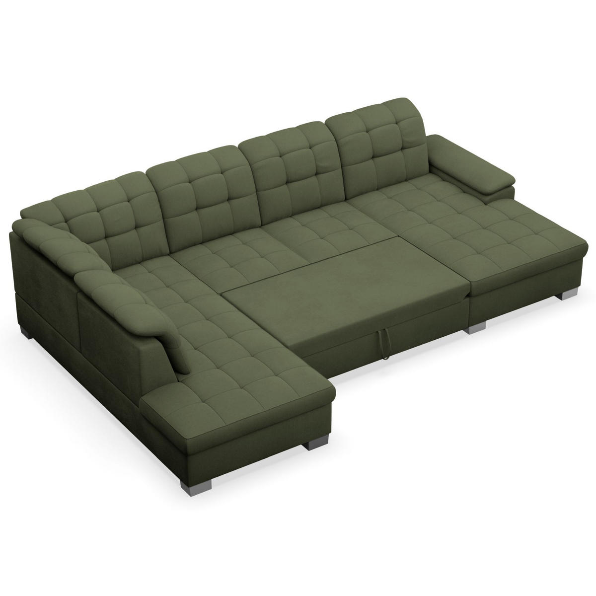 WOHNLANDSCHAFT Jamaal Khaki rechtsseitig - Schwarz/Grün, Textil (330/106/212cm) - Selsey