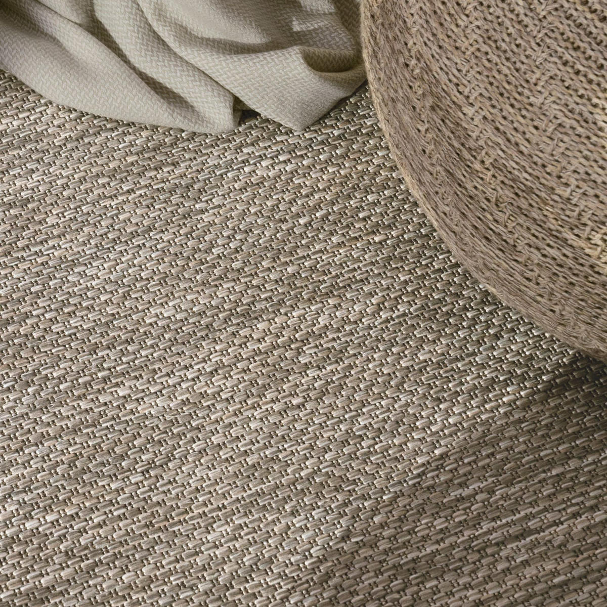 OUTDOORTEPPICH, mit Bordüre, aus Polypropylen, Natur, 80 x 150 cm - Beige, Textil (80/150cm) - KADIMA DESIGN