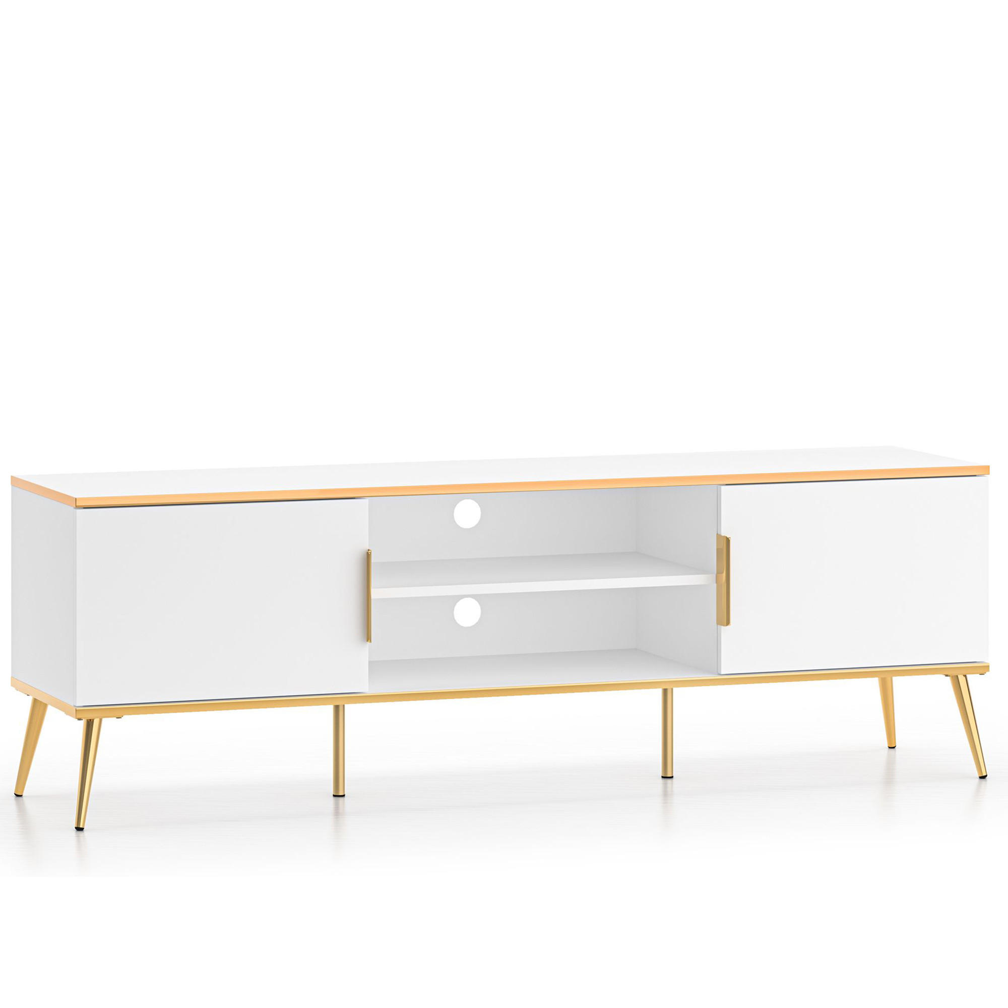 LOWBOARD VELTI TV-Schrank,Weiß - Weiß, Holzwerkstoff (160/53/40cm) - KONSIMO®