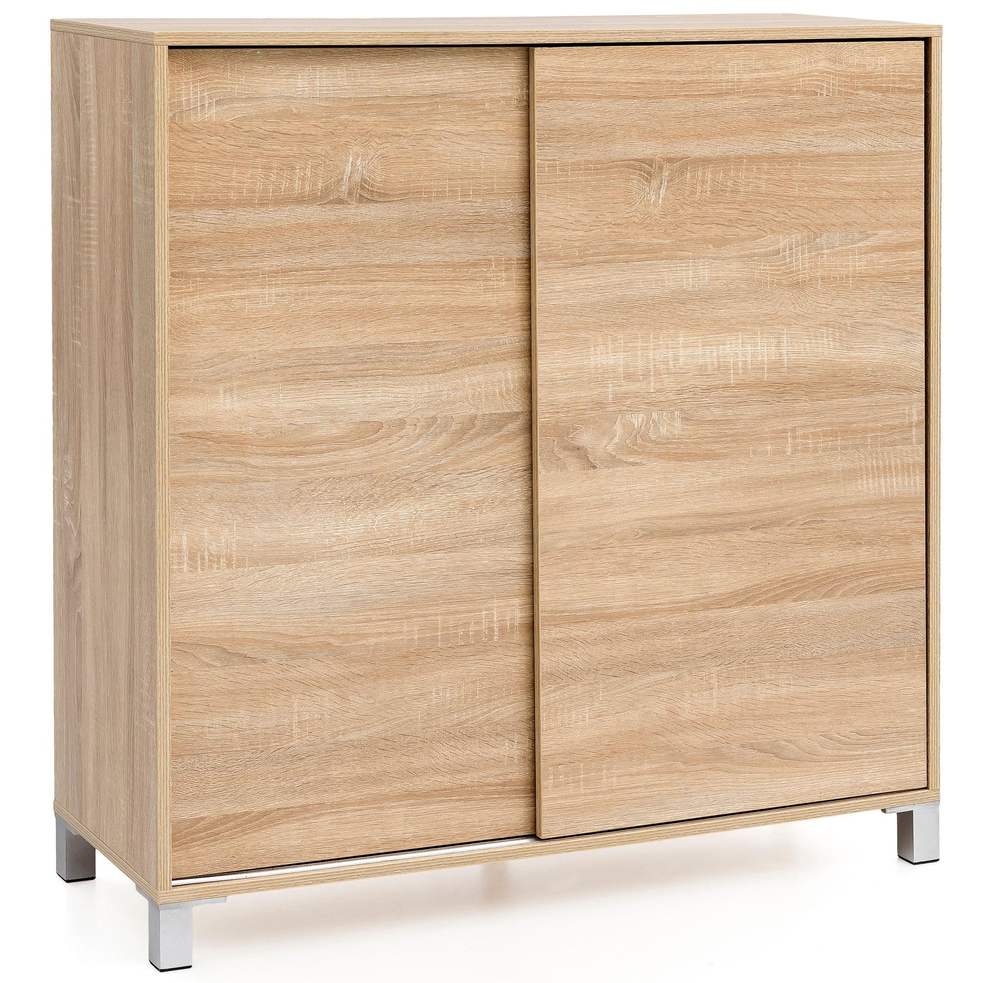 SCHUHSCHRANK Holz für 20 Paar Schuhe mit Ablage, Sonoma 100x38x108 cm - Silberfarben/Braun, Kunststoff (100/108/38cm) - KADIMA DESIGN