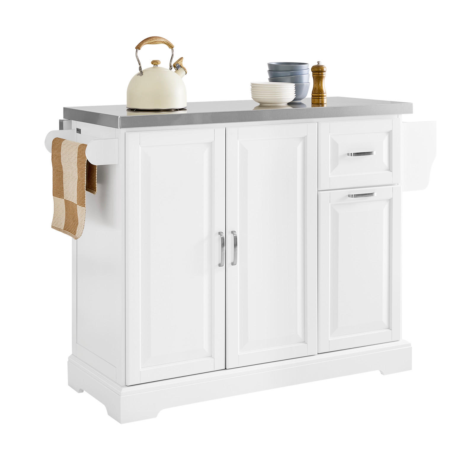 KÜCHENINSEL mit Rollen Weiß - Weiß, Holzwerkstoff/Metall (130/91/71cm) - SoBuy