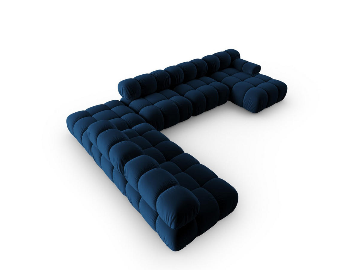 MODULARES-PANORAMASOFA links Bellis aus Samt königsblau 7 Sitzplätze - Blau, Textil (282/63/379cm) - Micadoni
