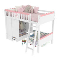 HOCHBETT 90/200 cm Weiß mit LED-Leuchten und Kleiderschrank - Weiß, Holz (90/200cm) - OKWISH