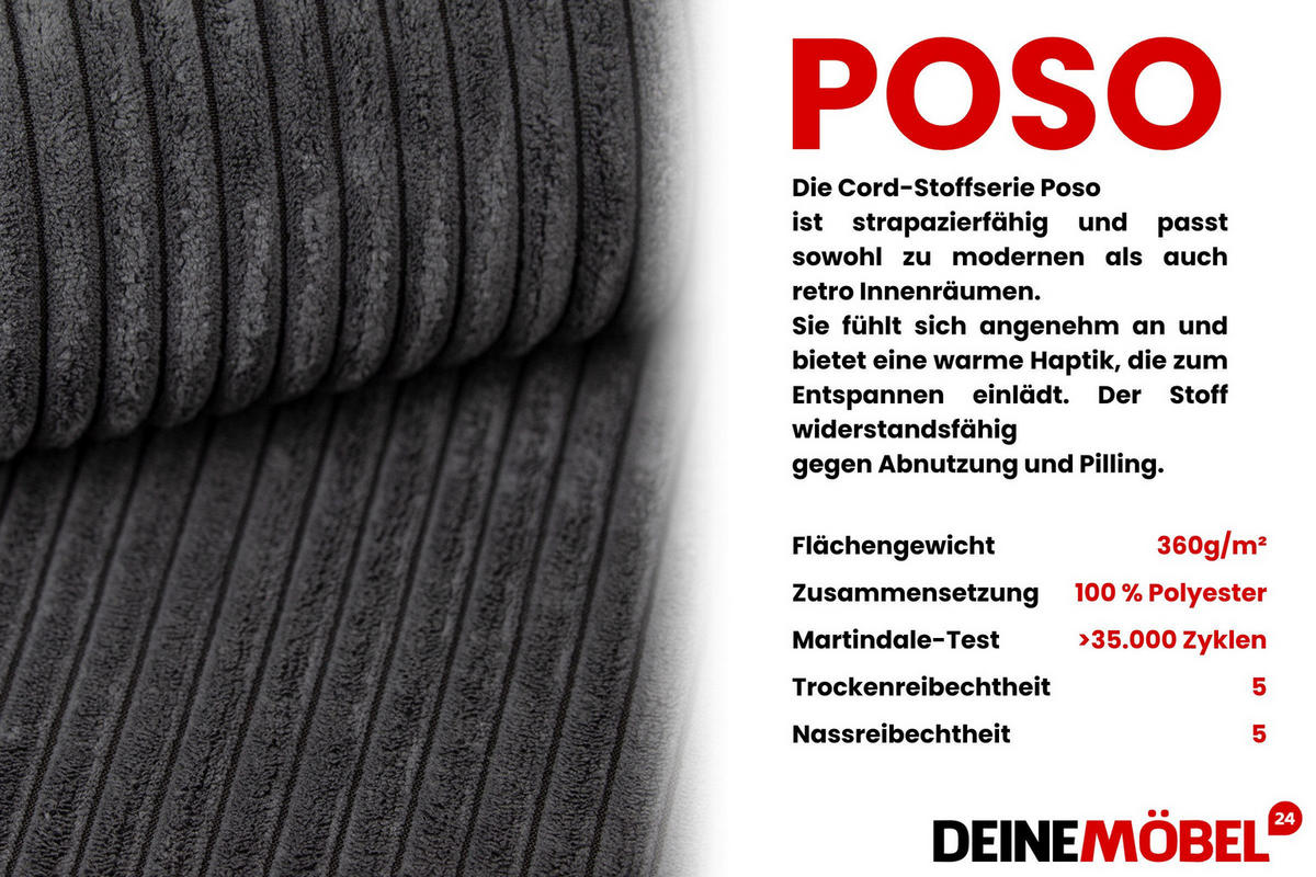 BOXBETT WILL 180/200 in Cord Anthrazit H3 - Anthrazit, Holz/Holzwerkstoff (180/200cm) - Deine Möbel 24