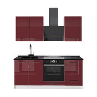 BUCATARIE SINGLE Fame-Line, Bordeaux lucios ridicat/Alb, 190 cm, AP Antracit - alb/bordo, compozit lemnos (190/206.8/60cm) - Vicco