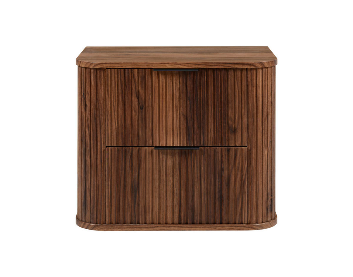 BADEZIMMERSCHRANK, Eiche-Nussbaum, Schwarze Griffe, 41,5 x 60 x 51,7 cm - Dunkelbraun/Schwarz, Holzwerkstoff/Kunststoff (60/51.7/41.5cm) - 3XE LIVING
