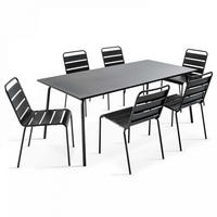 GARTENSET 7-tlg., Grau - Grau, Metall - Oviala