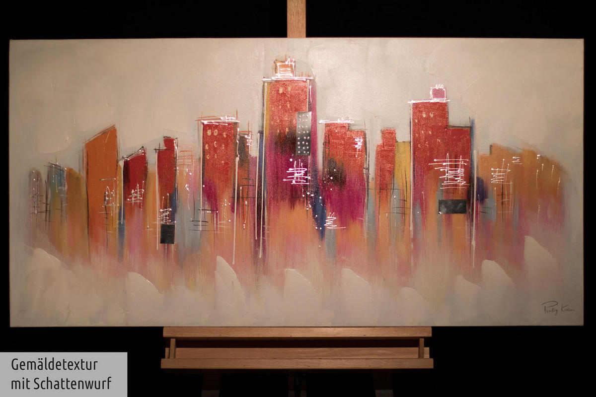 ACRYLBILD HANDGEMALT 120/60 cm - Rot/Weiß, Holz/Textil (1.8/60cm) - KUNSTLOFT