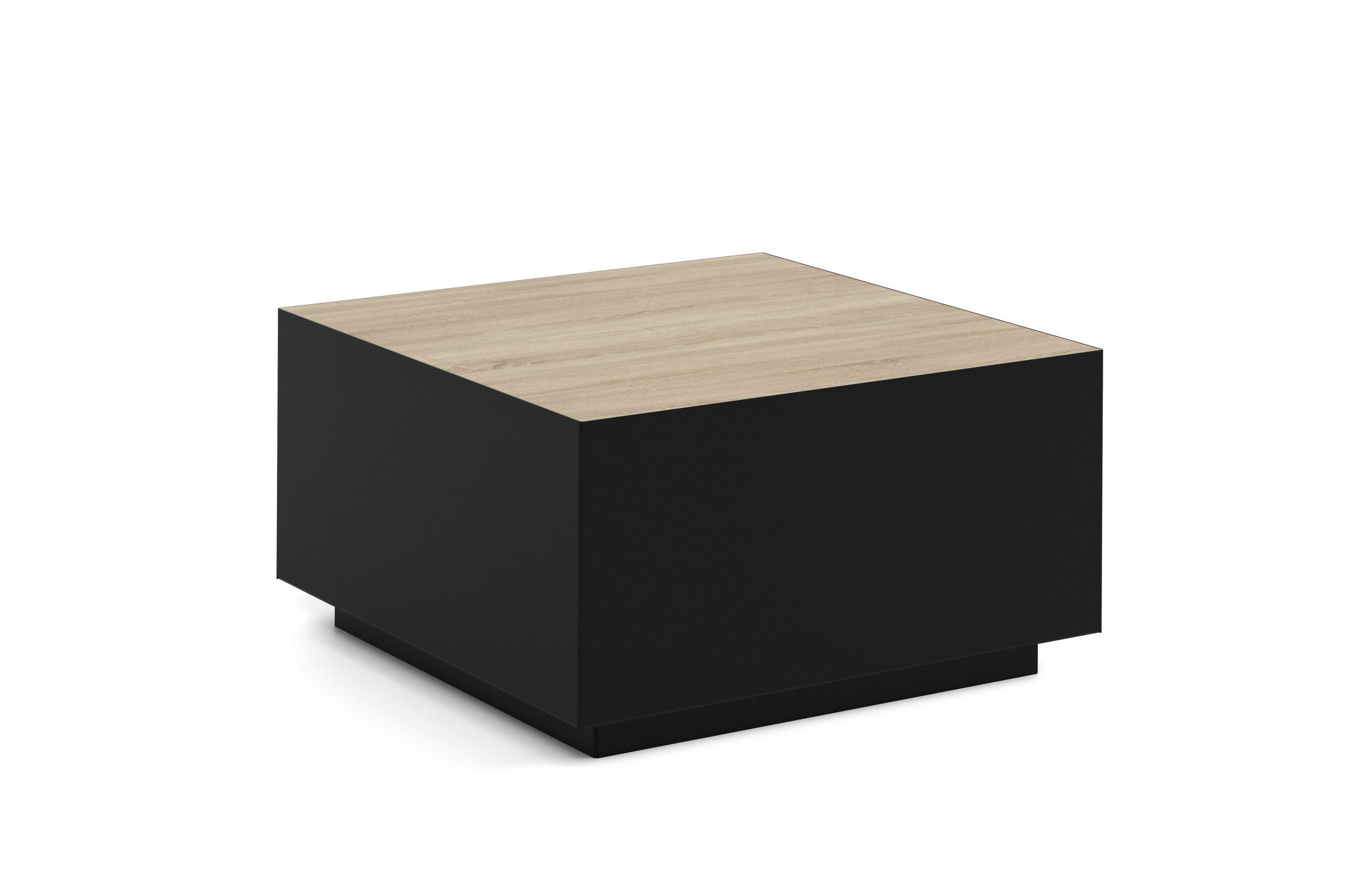COUCHTISCH QUADRA - Schwarz/Sonoma Eiche, Holzwerkstoff (65/65/35cm) - Meblini