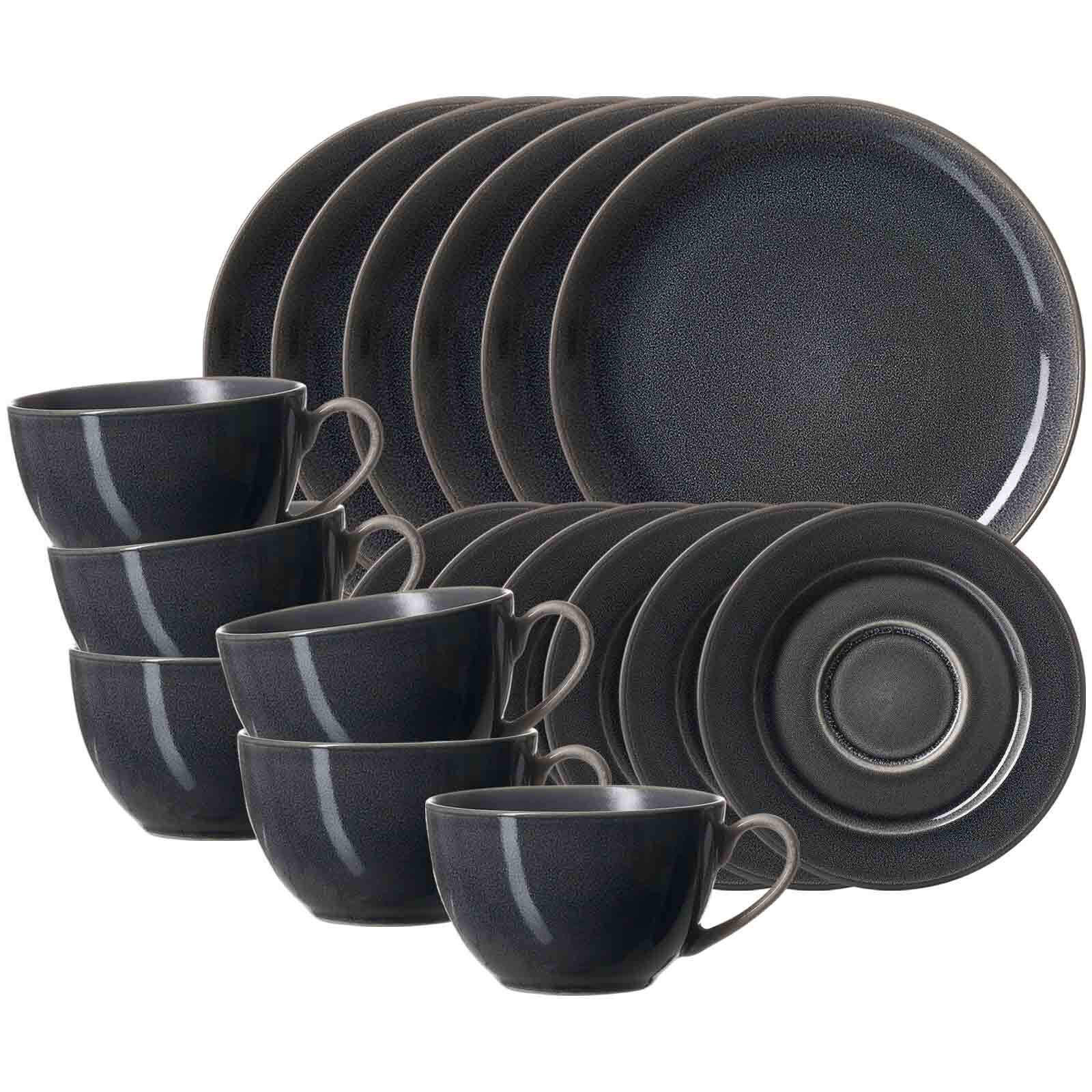 KAFFEESERVICE Toledo dunkelgrau 18er Set - Dunkelgrau, Keramik (1/1/1cm) - Ritzenhoff Breker