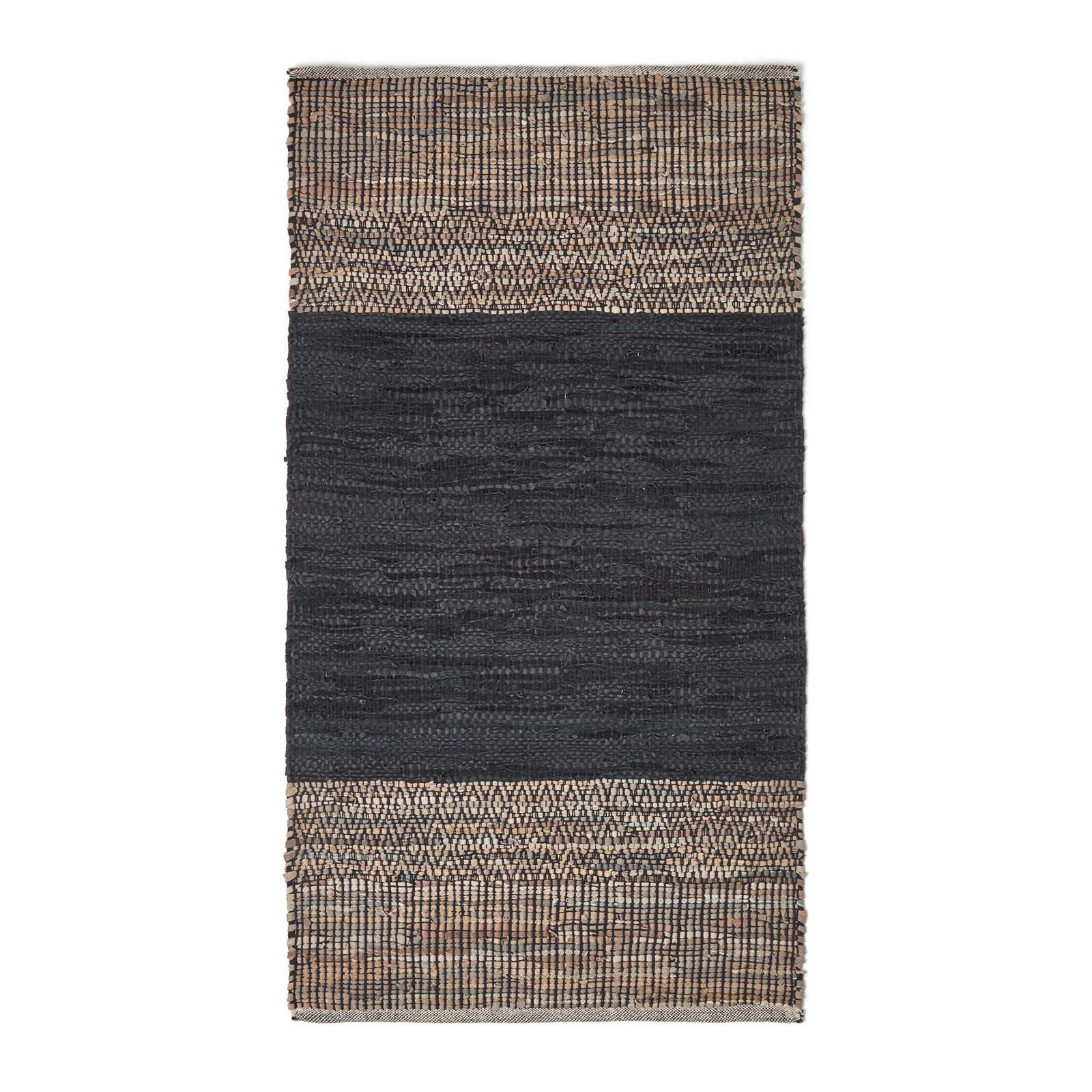 Homescapes Lederteppich Schwarz 120x180 cm