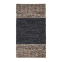 LEDERTEPPICH mit Webmuster 120/180 cm - Schwarz, Leder (120/180cm) - Homescapes