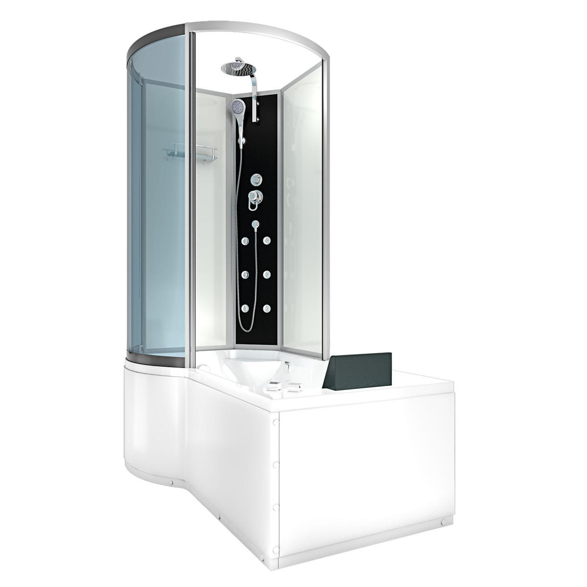 WHIRLPOOL Wanne Duschkabine ws K50-R00-WP 100x170 - Weiß, Glas/Kunststoff (98/225/170cm) - AcquaVapore by Sandra Jentho