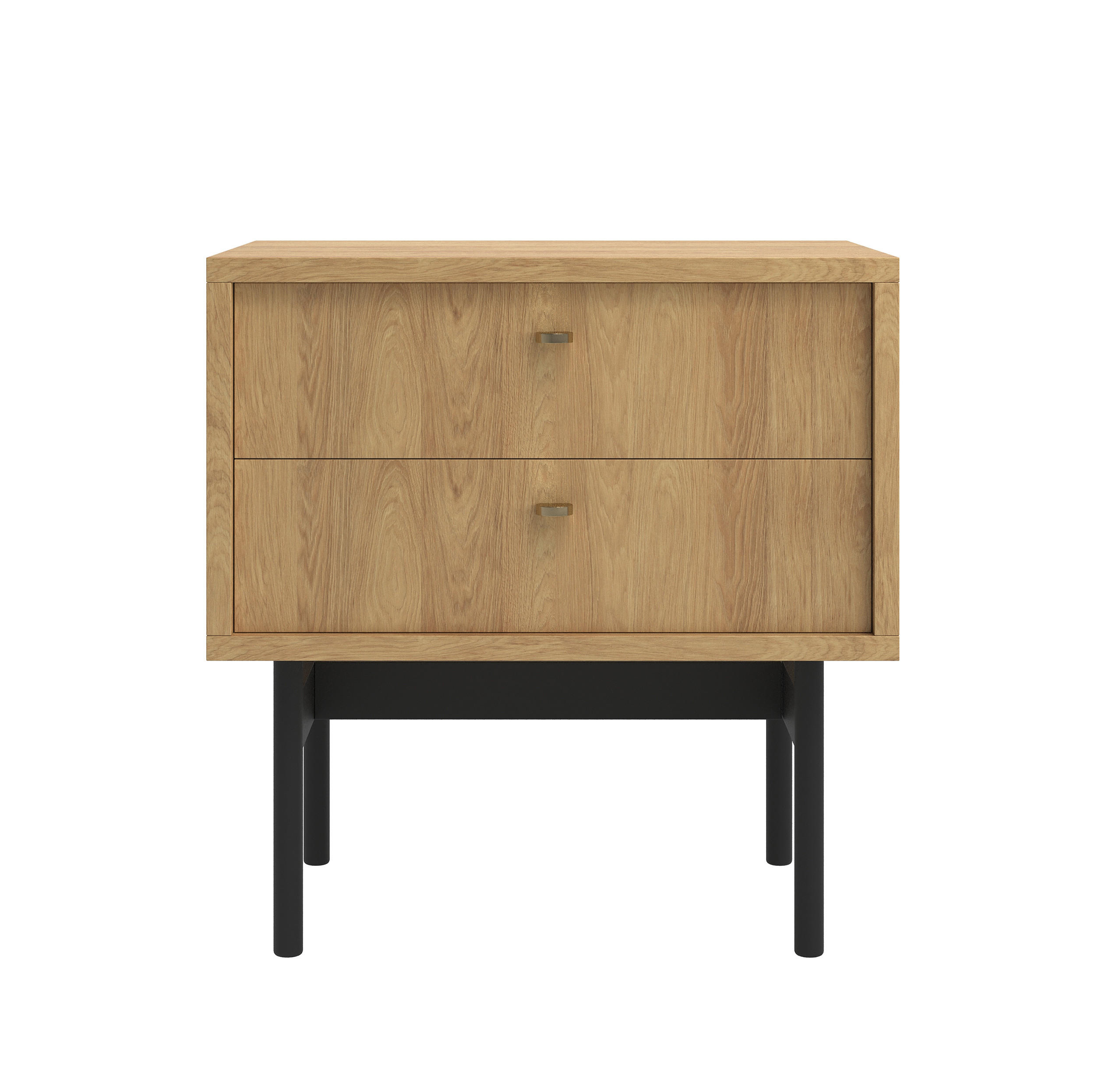 NACHTTISCH Olar Holzoptik Hickory Natur 55 cm - Beige/Goldfarben, Holzwerkstoff/Metall (55/57/38cm) - Selsey