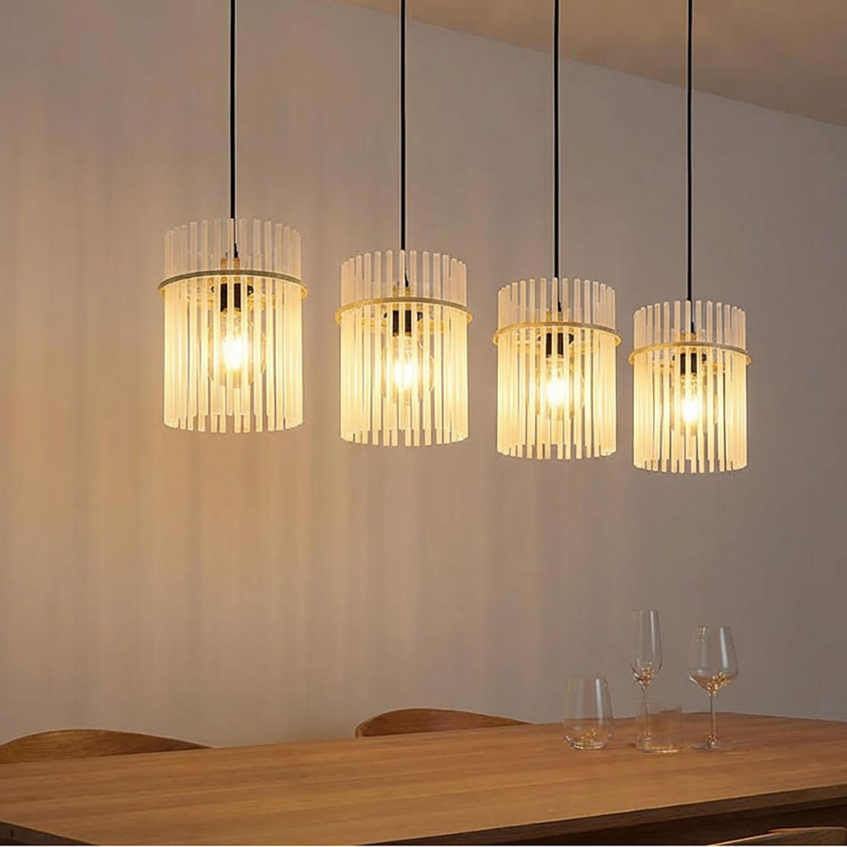 HÄNGELEUCHTE Gorley LED Metall, sandfarben, Glasstäbe - Bernsteinfarben, Glas (110/20/140cm) - Globo Lighting