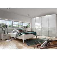 SCHLAFZIMMER Sentara in Weiß mit Glasfronten in Weiß und Kieselgrau 4-teilig mit Schwebetürenschrank - Weiß, Holzwerkstoff (80/200/120cm)