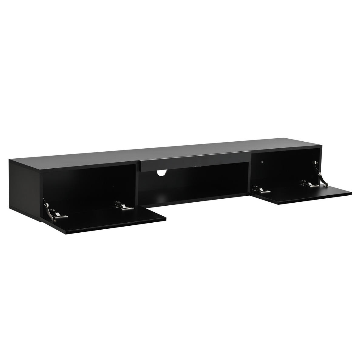 TV-SCHRANK 160/31/22 cm Schwarz Hochglanz mit LED und 2 Türen - Schwarz, Holzwerkstoff (160/22/31cm) - Oxeza