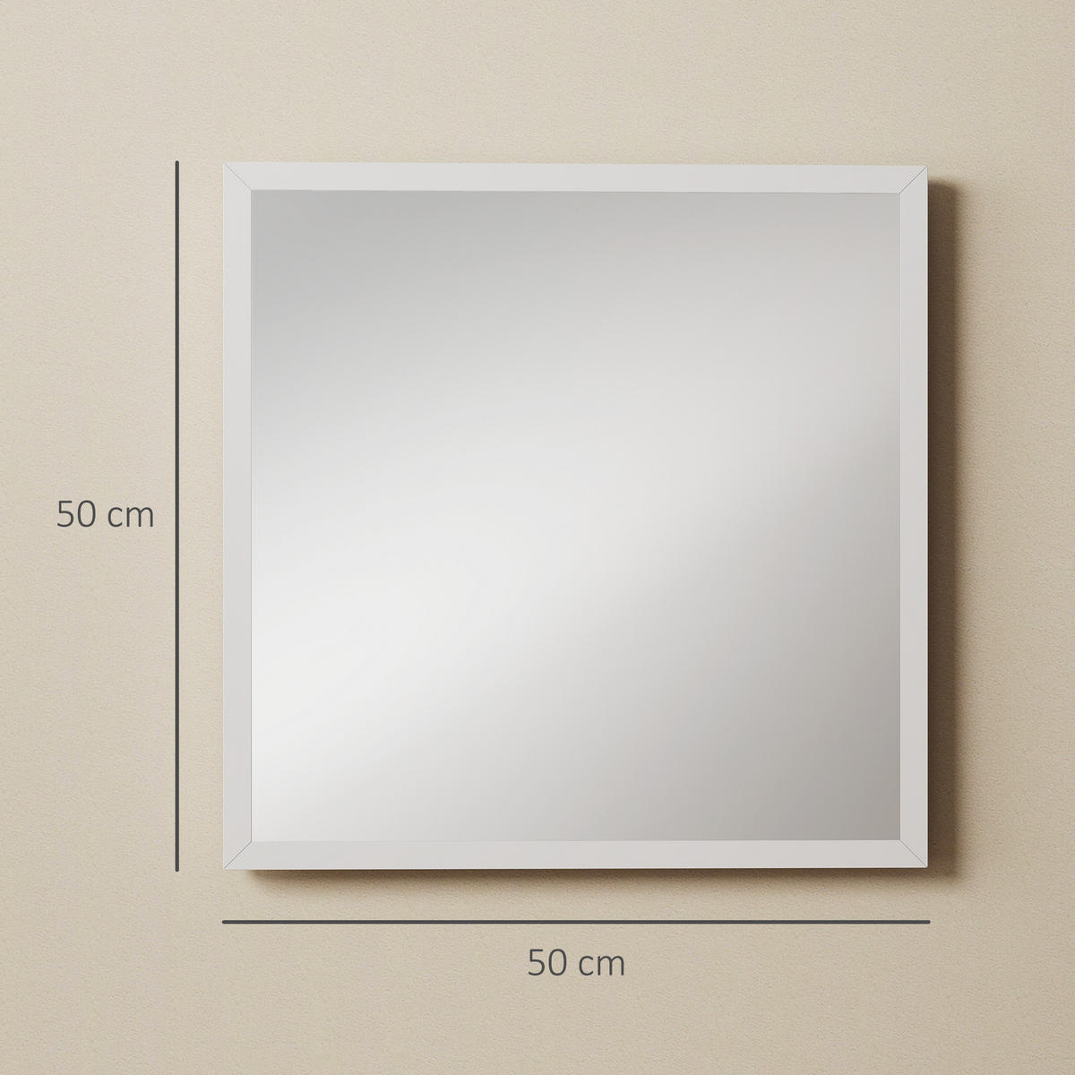 WANDSPIEGEL DE-14349 quadratisch, 50x50 cm Weiß - Weiß, Glas (50/50/2cm) - ComfortXL
